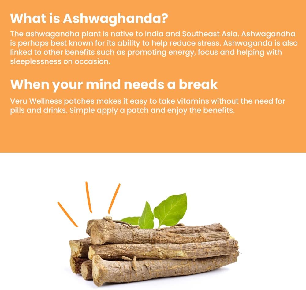 60-Count Veru Wellness Ashwagandha Patch for Stress Relief, Energy, Focus, and Natural Mood Support