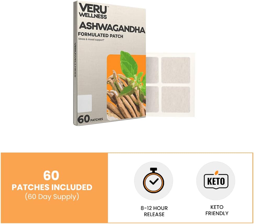 60-Count Veru Wellness Ashwagandha Patch for Stress Relief, Energy, Focus, and Natural Mood Support