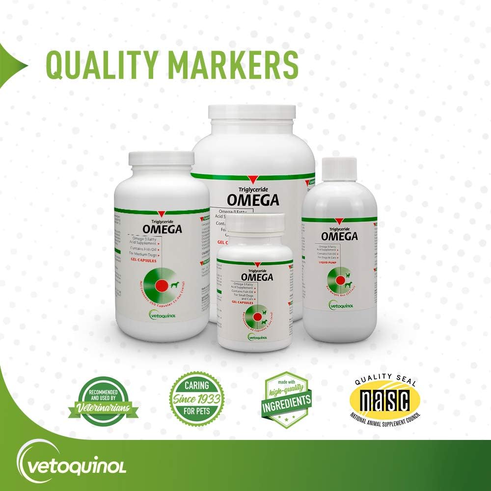 60 Count Vetoquinol Omega Triglyceride Capsules for Medium Dogs (40-79 lbs)