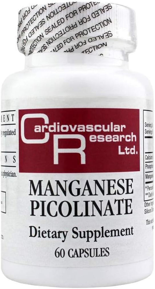 60 Count White Cardiovascular Research Manganese Picolinate Supplement