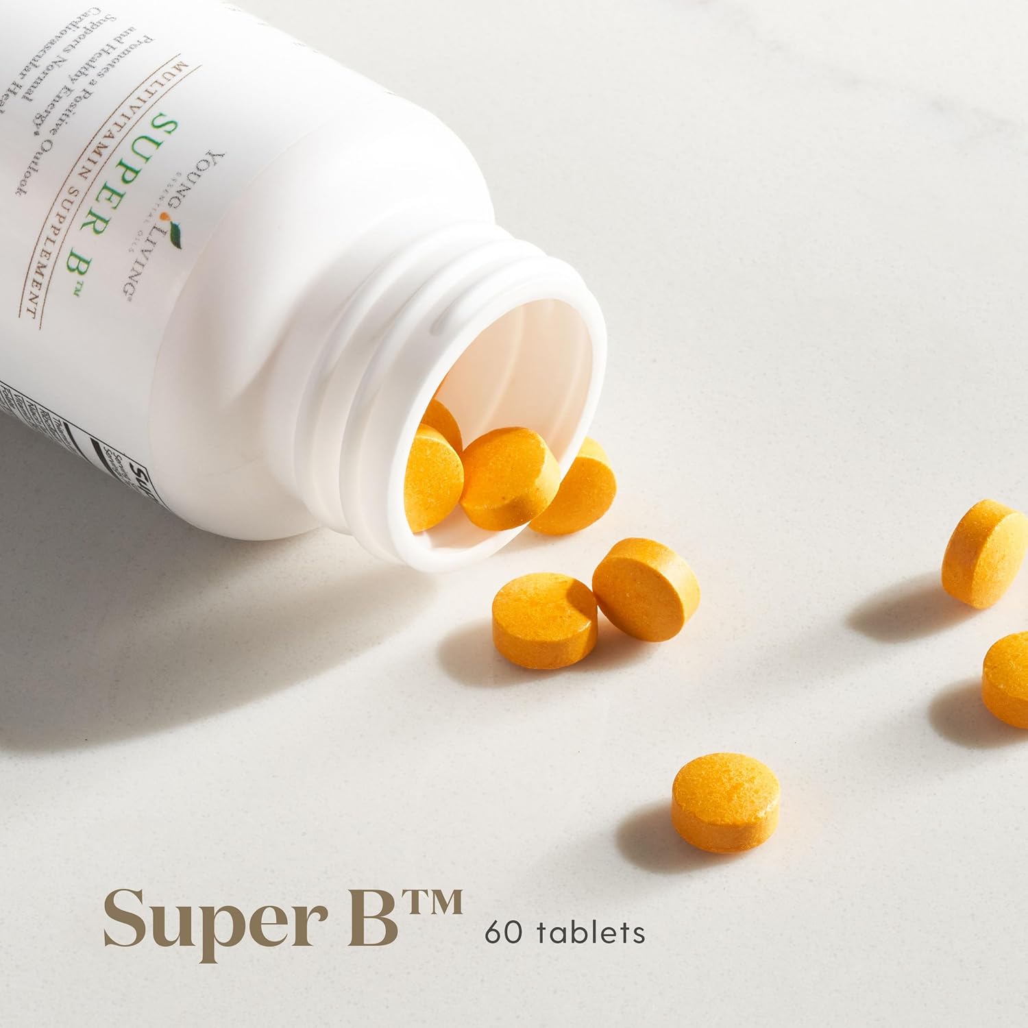 60-Count Young Living Super B Tablets with B Vitamins, Minerals, and Folate for Healthy Energy Levels, Keto-Friendly
