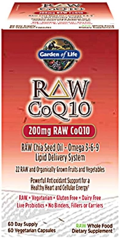 60 CT Garden of Life Raw Coq10 Supplement for Heart Health and Energy Support