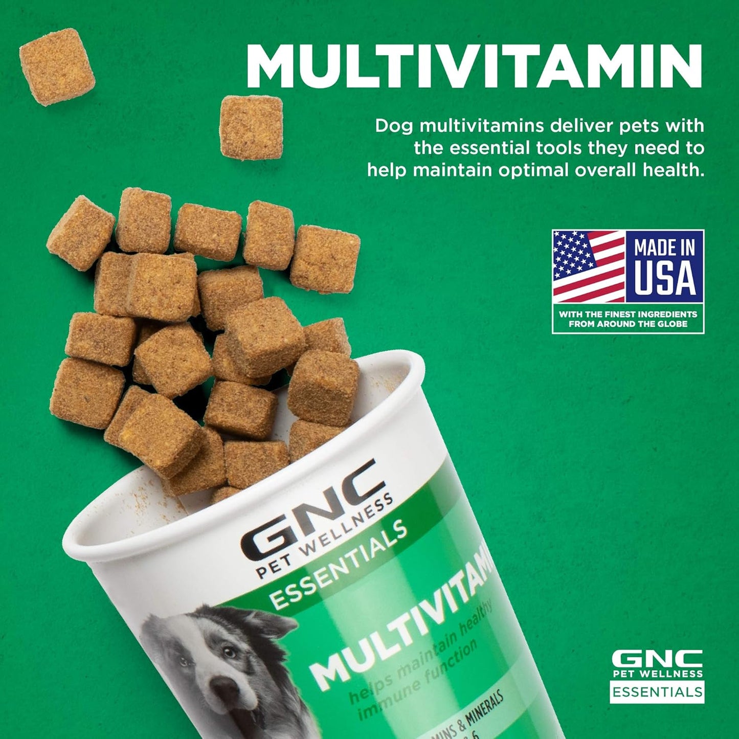 60 ct GNC Essentials Dog Multivitamin Soft Chews with Salmon Oil - Bacon Flavor Chewable Supplement Boosts Immune System