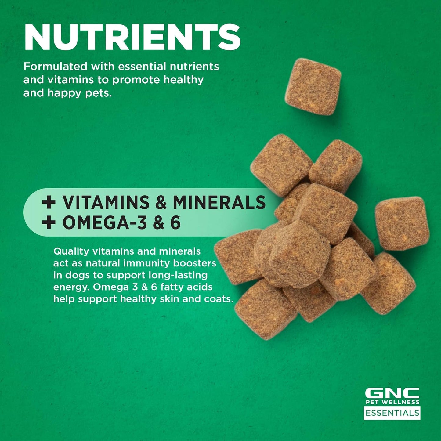 60 ct GNC Essentials Dog Multivitamin Soft Chews with Salmon Oil - Bacon Flavor Chewable Supplement Boosts Immune System