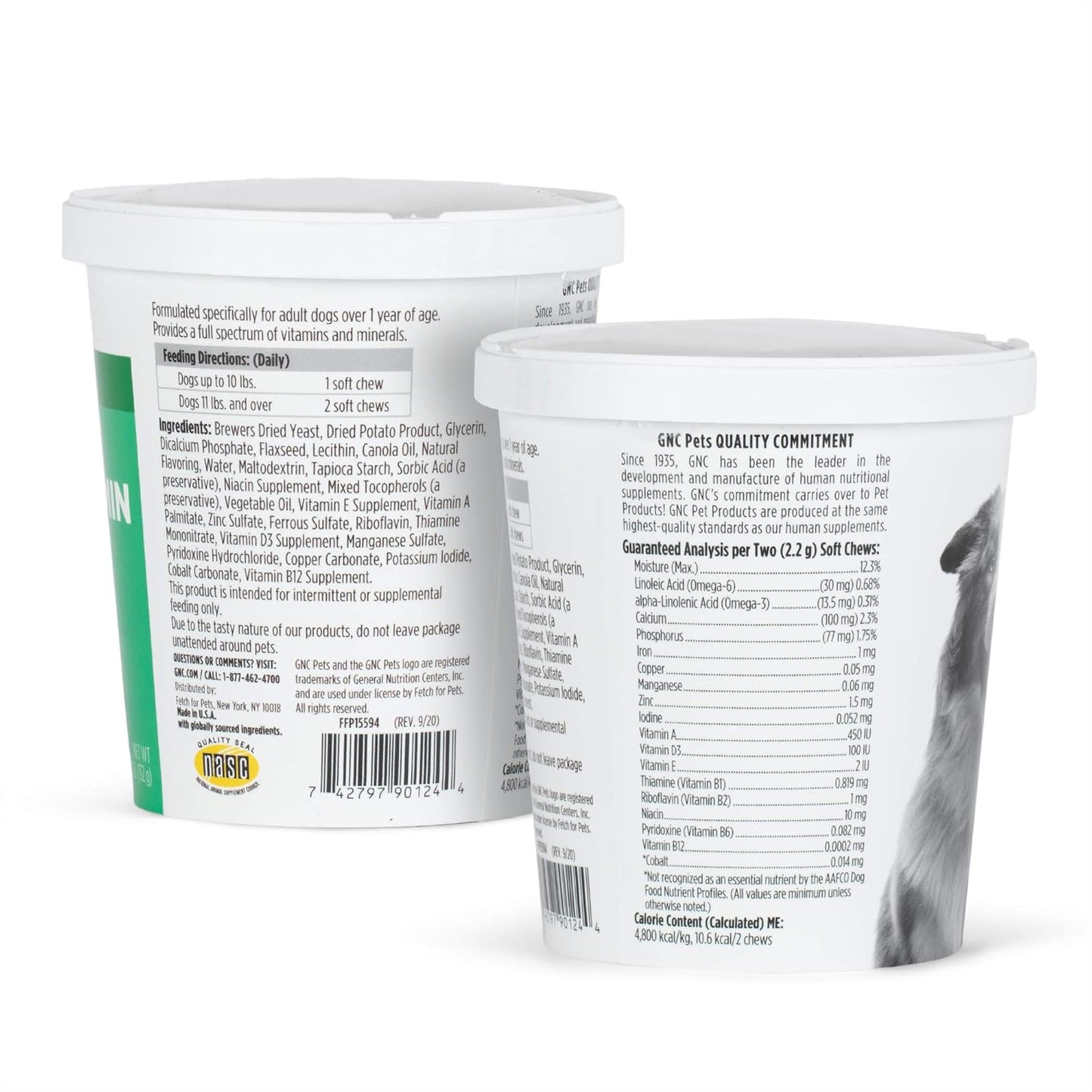 60 ct GNC Essentials Dog Multivitamin Soft Chews with Salmon Oil - Bacon Flavor Chewable Supplement Boosts Immune System