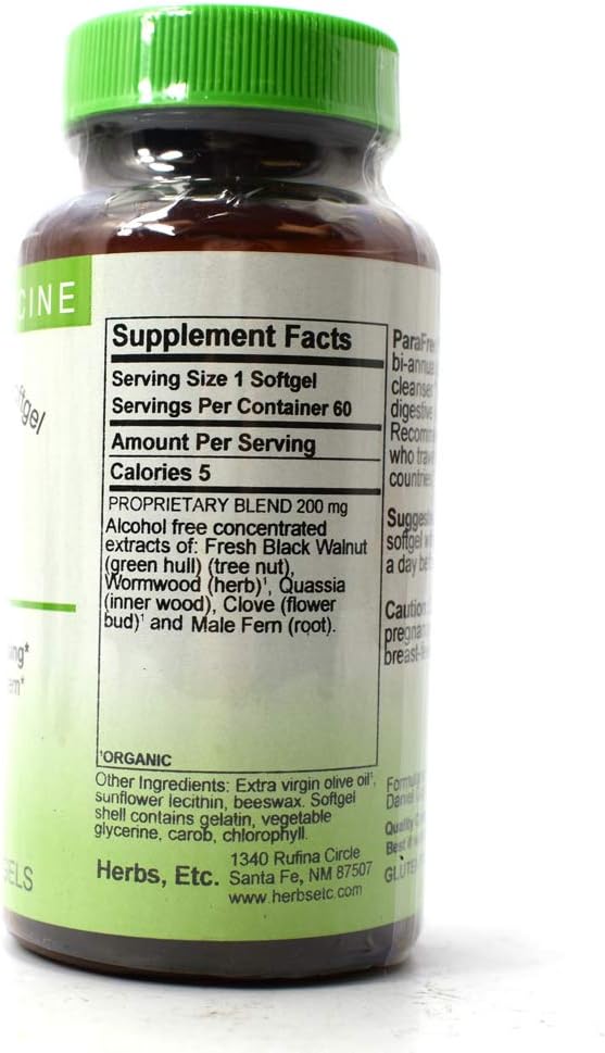 60 ct Herbs Etc. ParaFree Softgels - Herbal Supplement for Intestinal Health