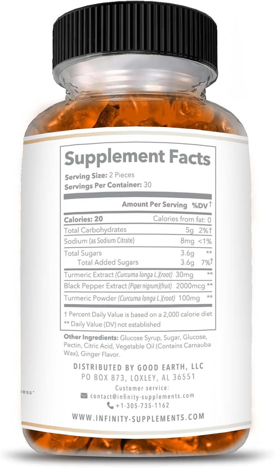 60 Ct Infinity Supplements Turmeric Gummies with Black Pepper Extract - Immune Support Supplement