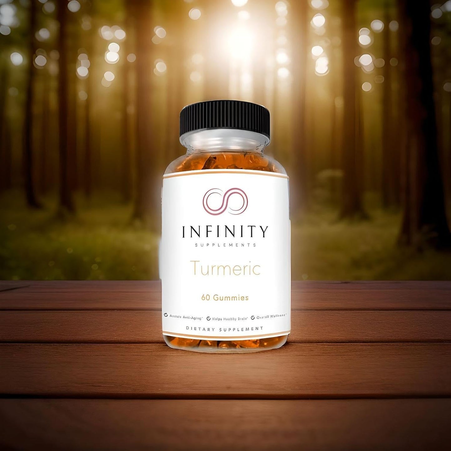 60 Ct Infinity Supplements Turmeric Gummies with Black Pepper Extract - Immune Support Supplement