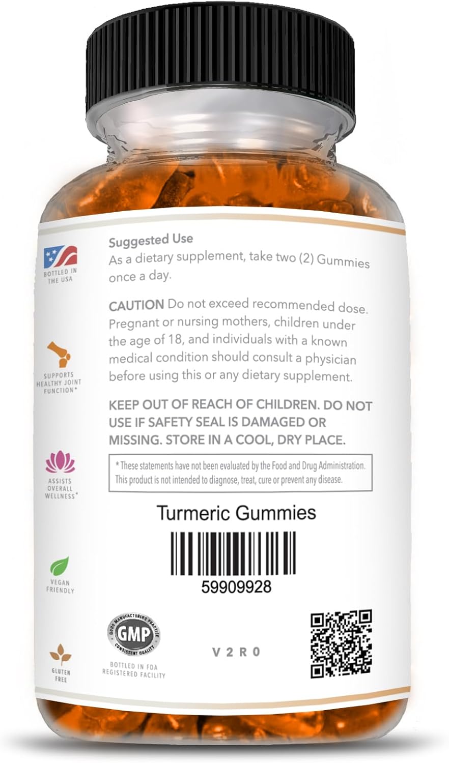 60 Ct Infinity Supplements Turmeric Gummies with Black Pepper Extract - Immune Support Supplement