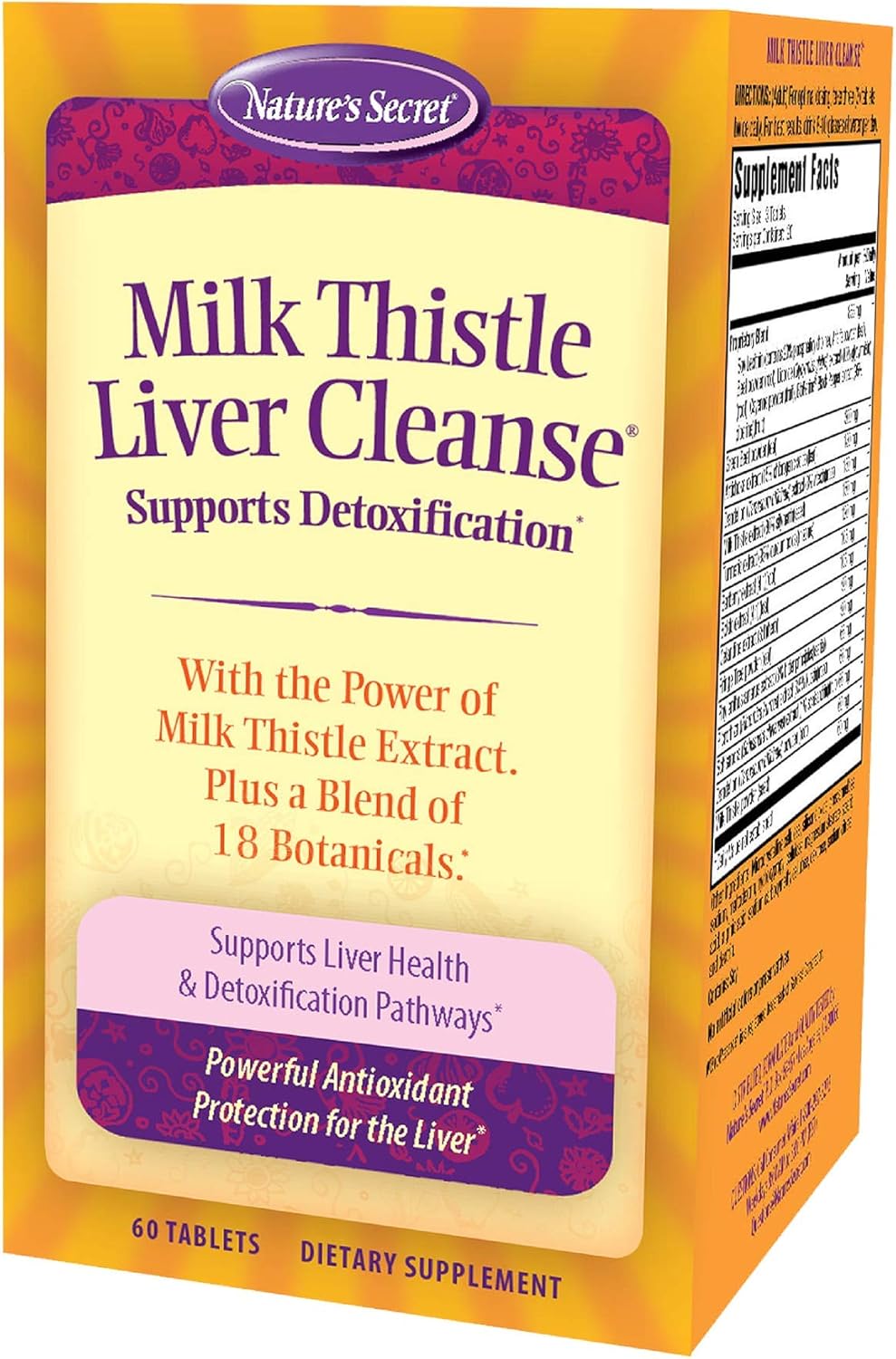 60 ct Nature's Secret Milk Thistle Liver Cleanse Tablets for Liver Support & Detox