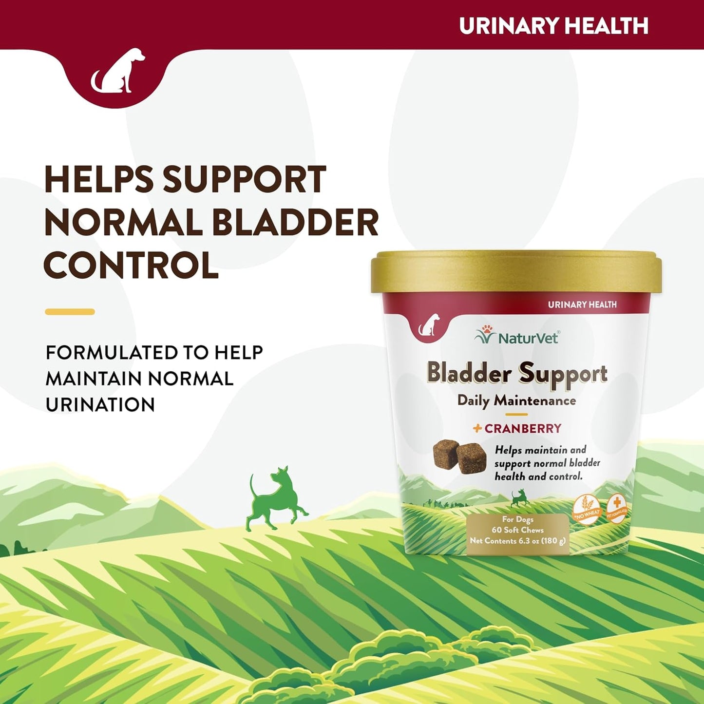 60 ct Soft Chews NaturVet Bladder Support Plus Cranberry for Dogs, USA-Made with Global Ingredients
