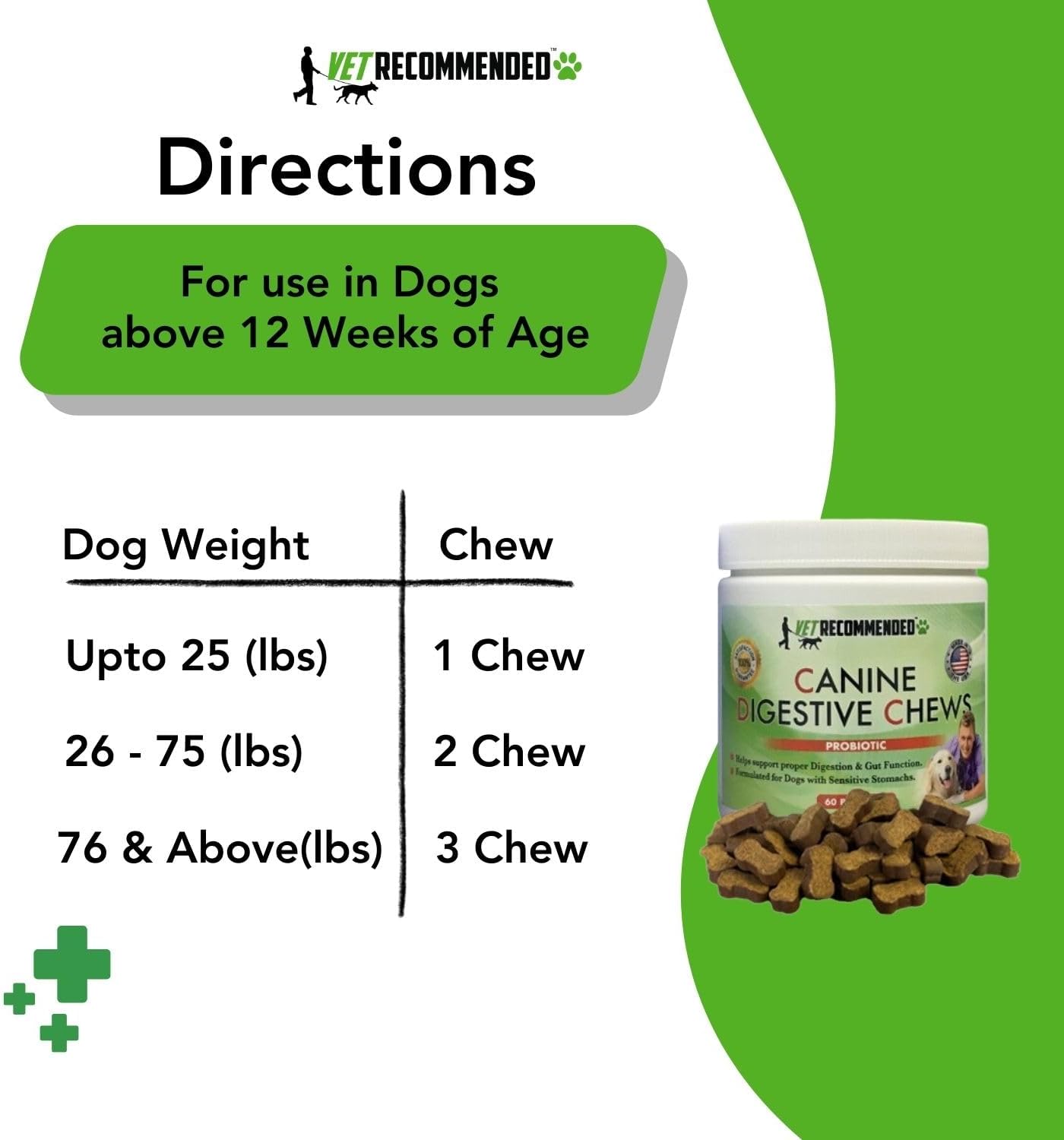 60 Ct. Vet Recommended™ Probiotic Chews for Dogs with Sensitive Stomachs - Chewable Fiber Supplement for Gut Health, Digestive Support, Immunity, and Digestion - Made in USA