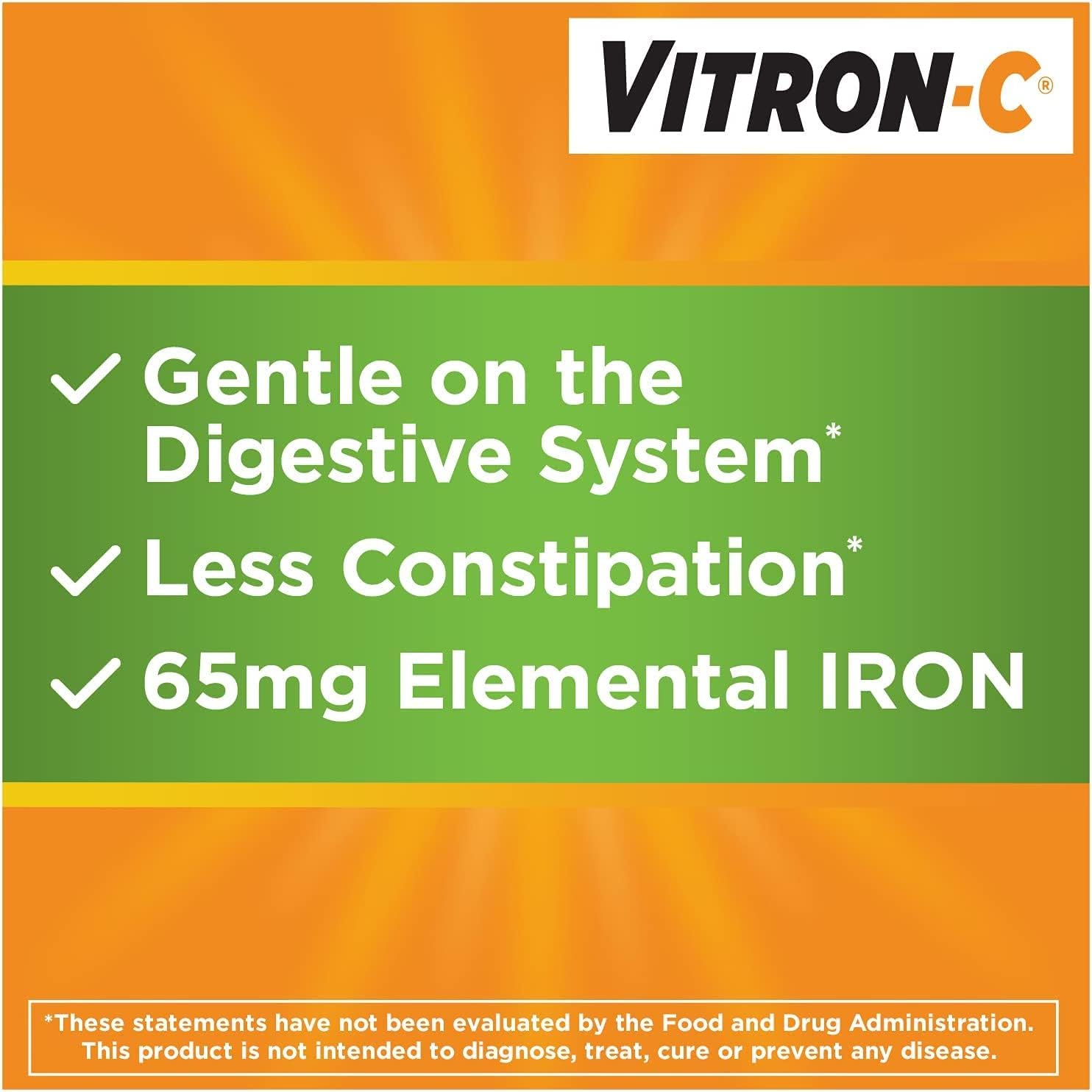 60 ct Vitron-C Iron Supplement Plus Vitamin C Coated Tablets - Pack of 4