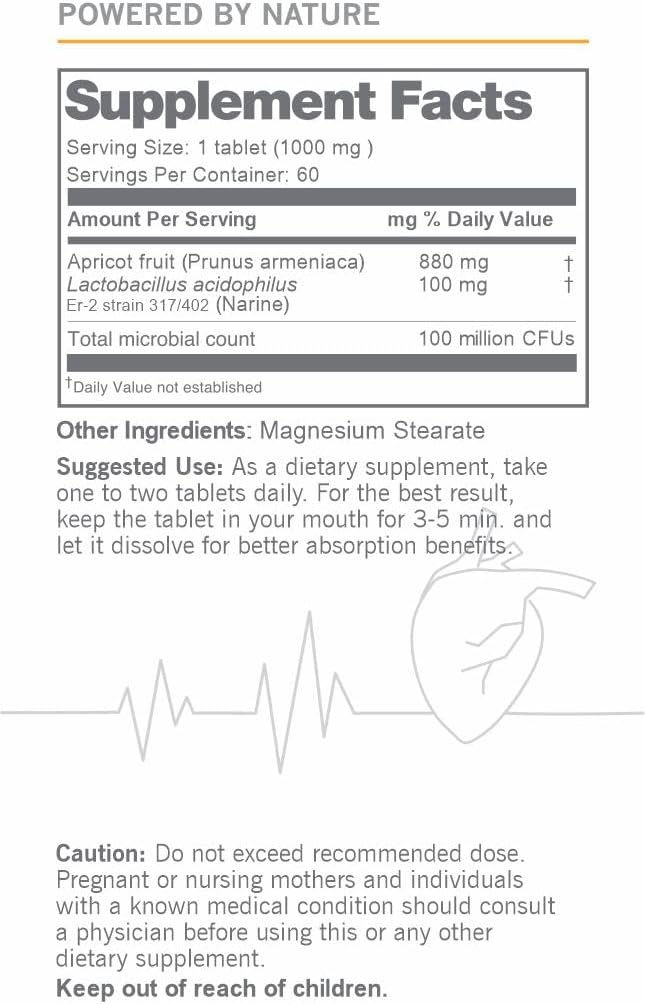 60 Dissolvable Apricot Probiotic Tablets by Asma Narimax