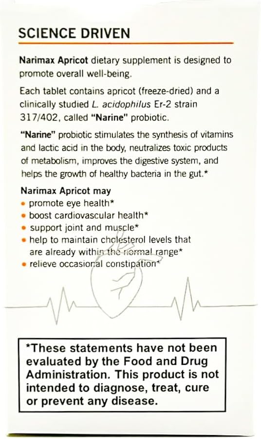 60 Dissolvable Apricot Probiotic Tablets by Asma Narimax