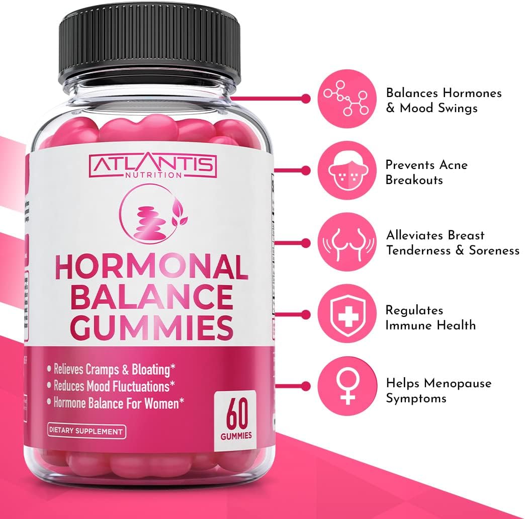 60 Gummies Sugar-Free Keto Apple Cider Vinegar + Atlantis Nutrition Hormonal Balance PMS Relief