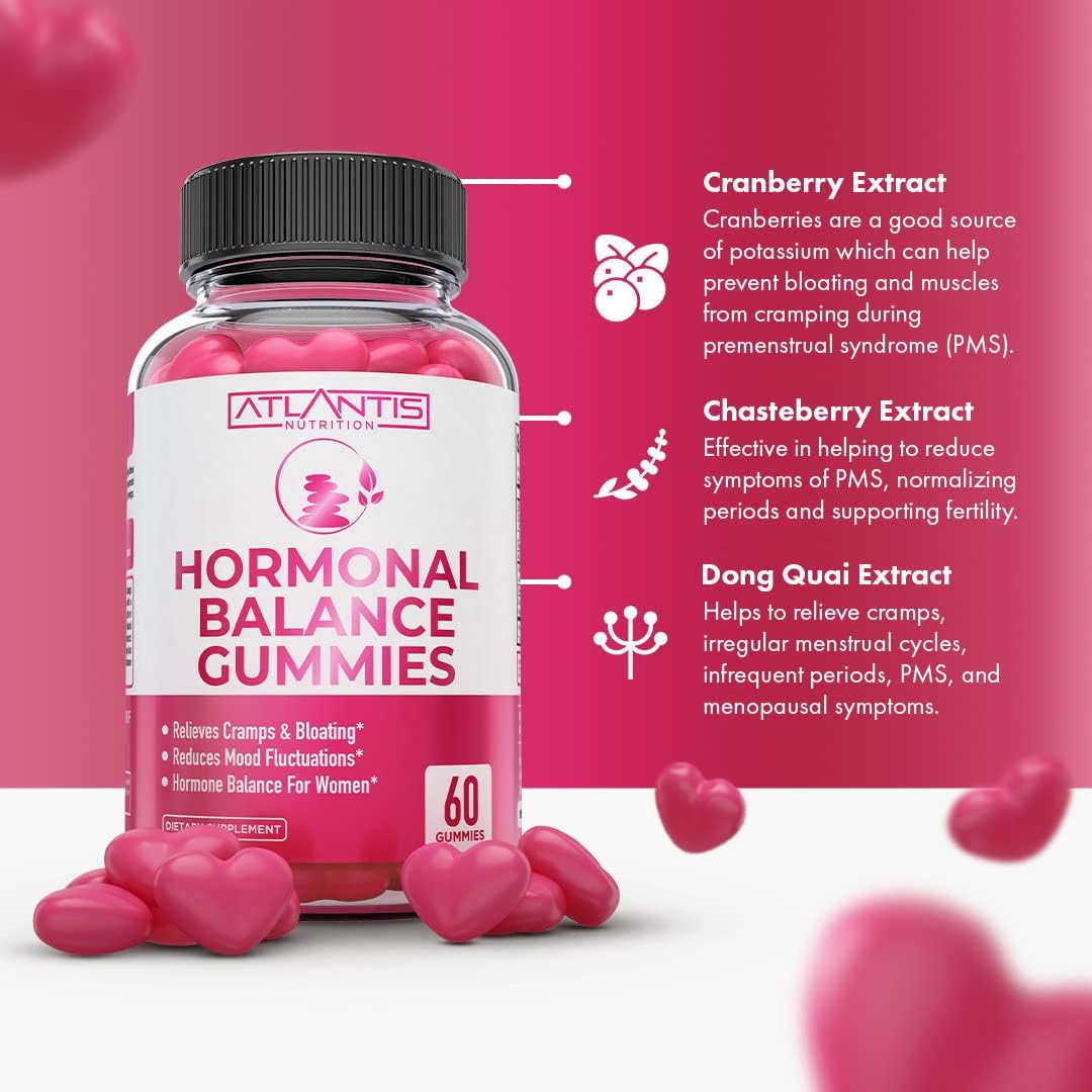 60 Gummies Sugar-Free Keto Apple Cider Vinegar + Atlantis Nutrition Hormonal Balance PMS Relief
