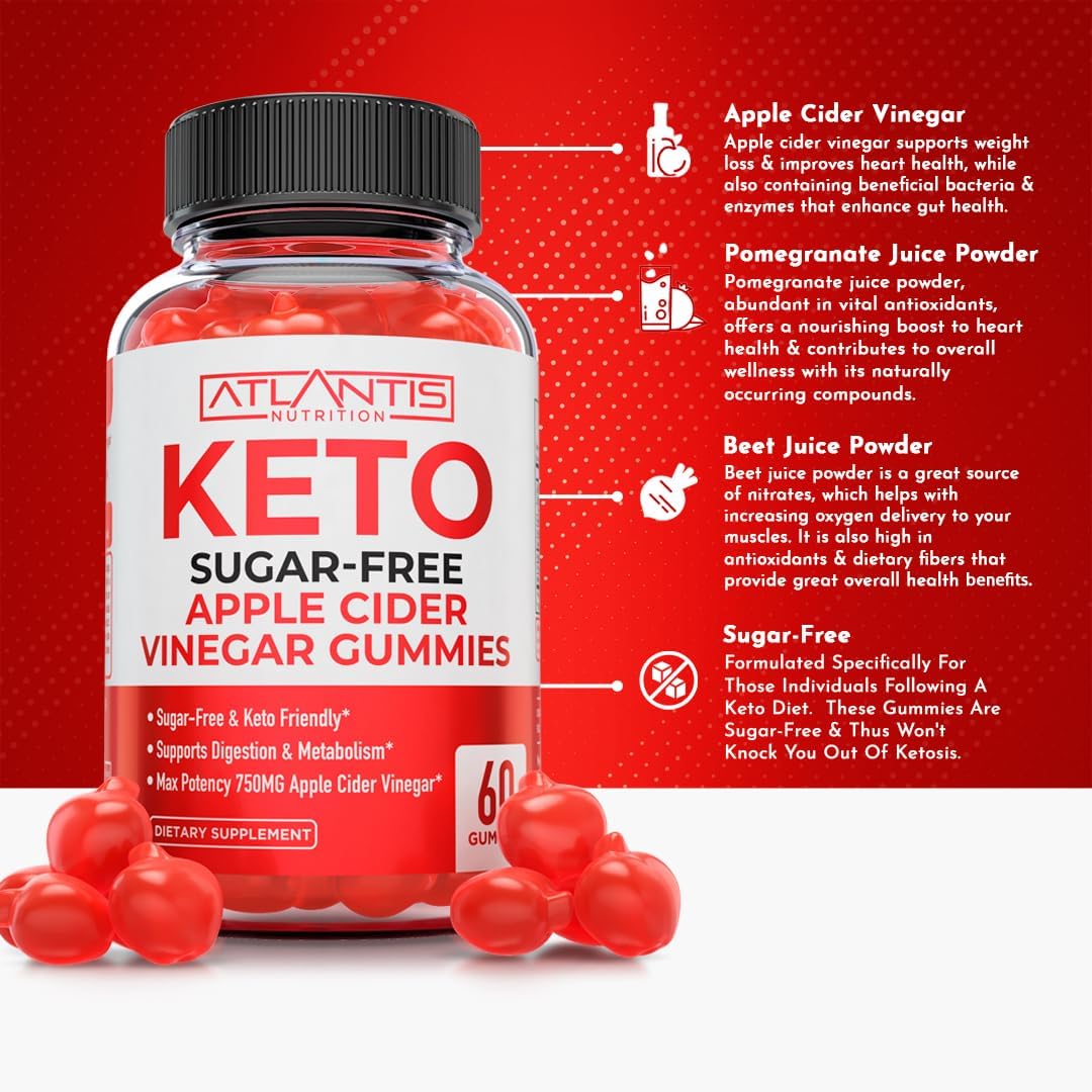 60 Gummies Sugar-Free Keto Apple Cider Vinegar + Atlantis Nutrition Hormonal Balance PMS Relief