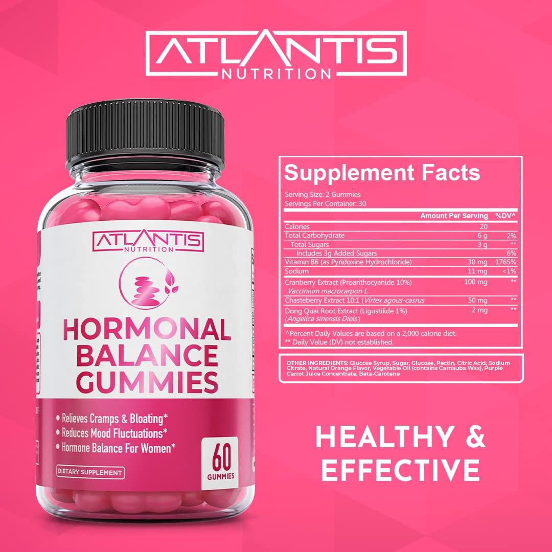 60 Gummies Sugar-Free Keto Apple Cider Vinegar + Atlantis Nutrition Hormonal Balance PMS Relief