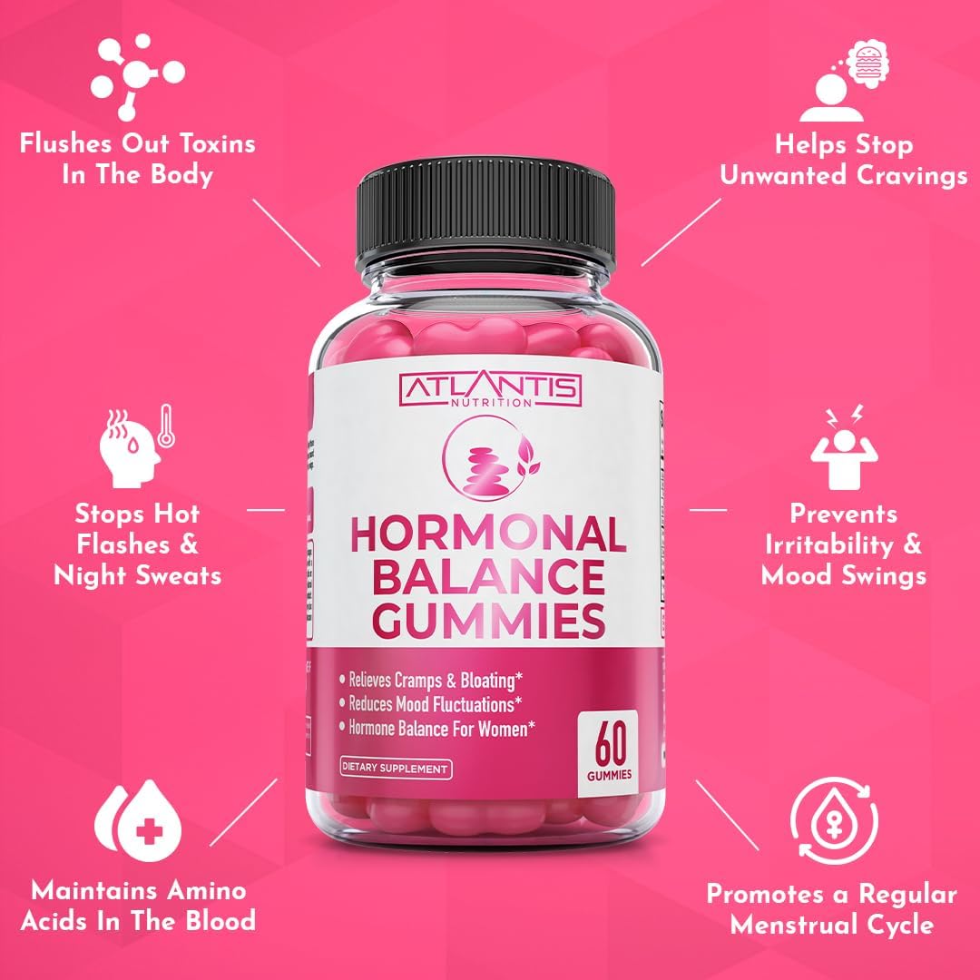 60 Gummies Sugar-Free Keto Apple Cider Vinegar + Atlantis Nutrition Hormonal Balance PMS Relief