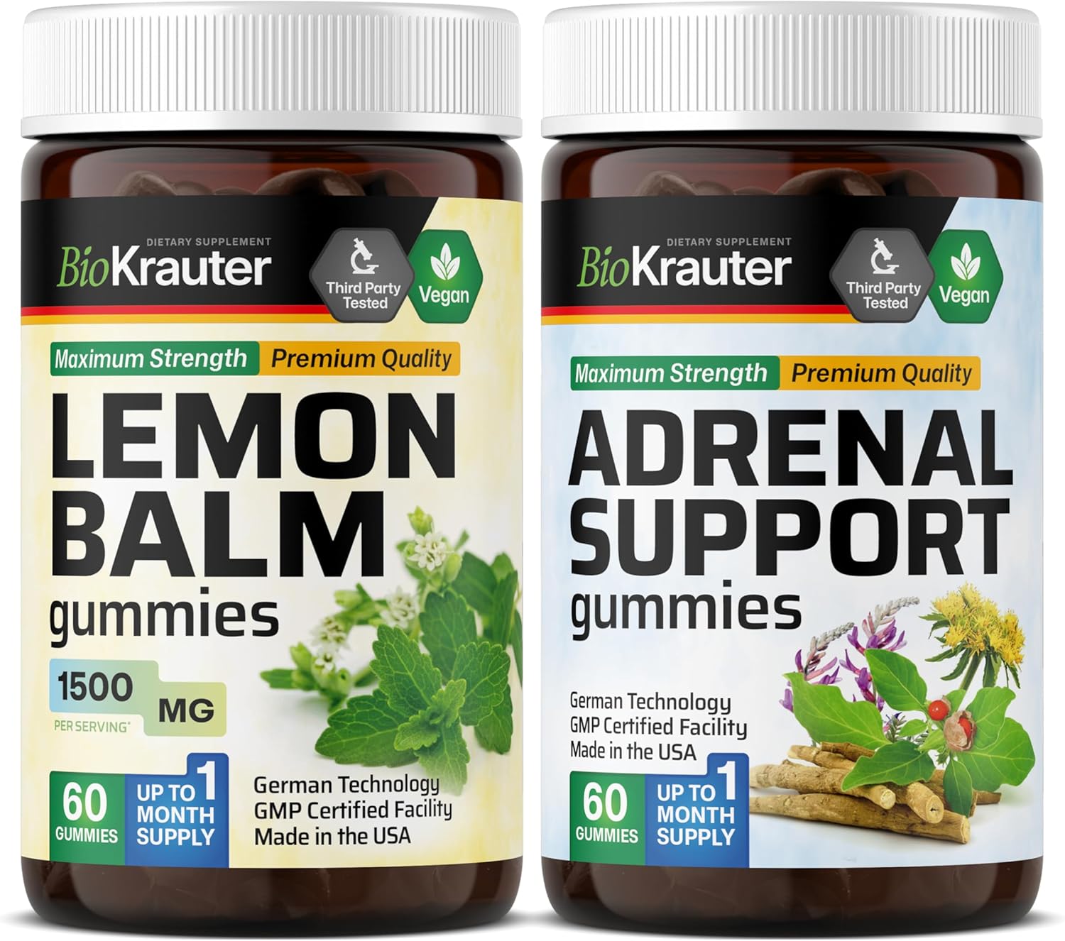 60 Lemon Balm and Adrenal Support Gummies by BIO KRAUTER