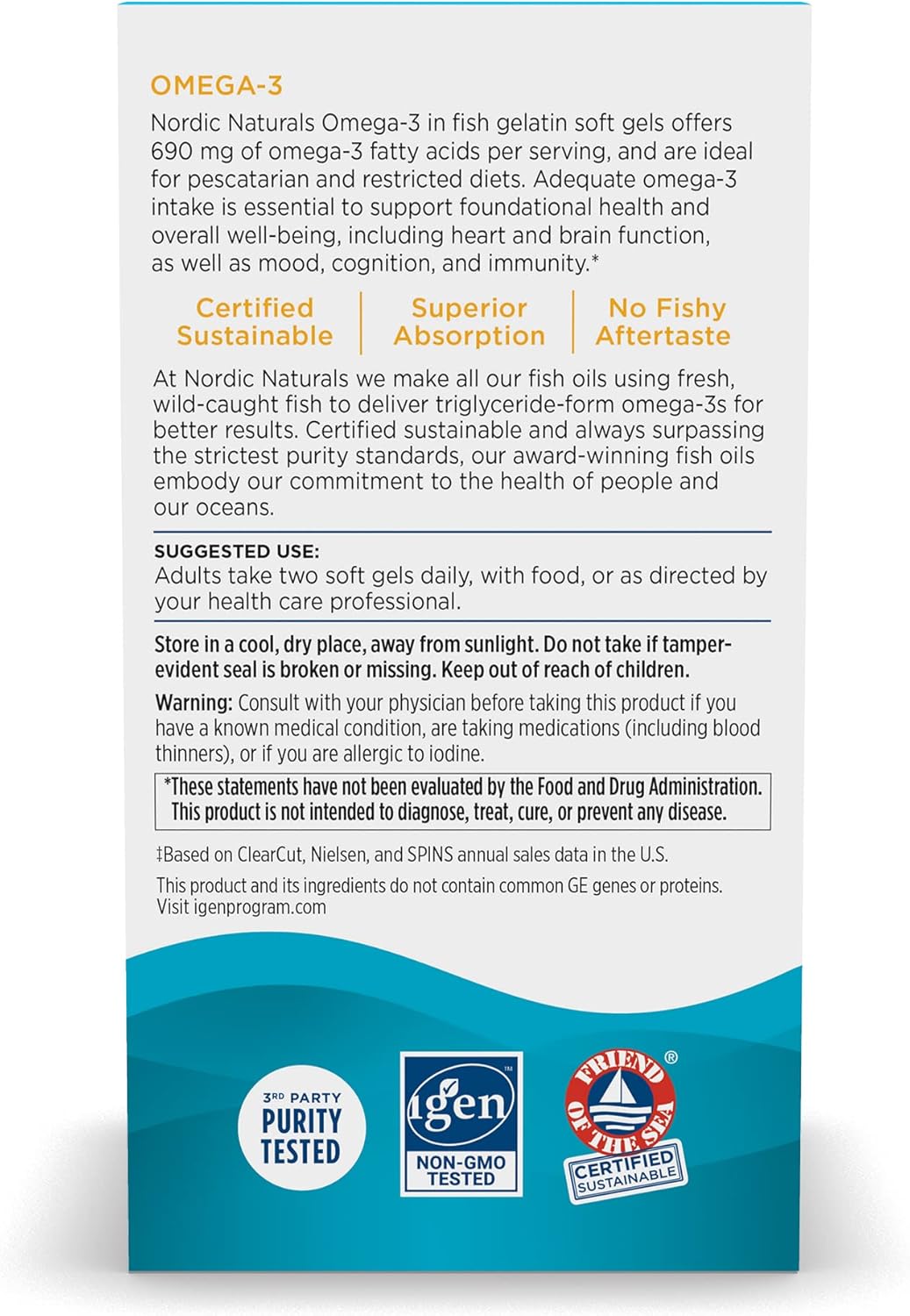 60 Lemon Flavored Fish Gel Caps - 690mg Omega-3 - EPA & DHA for Brain & Heart Health - Immune Support - Non-GMO - 30 Servings