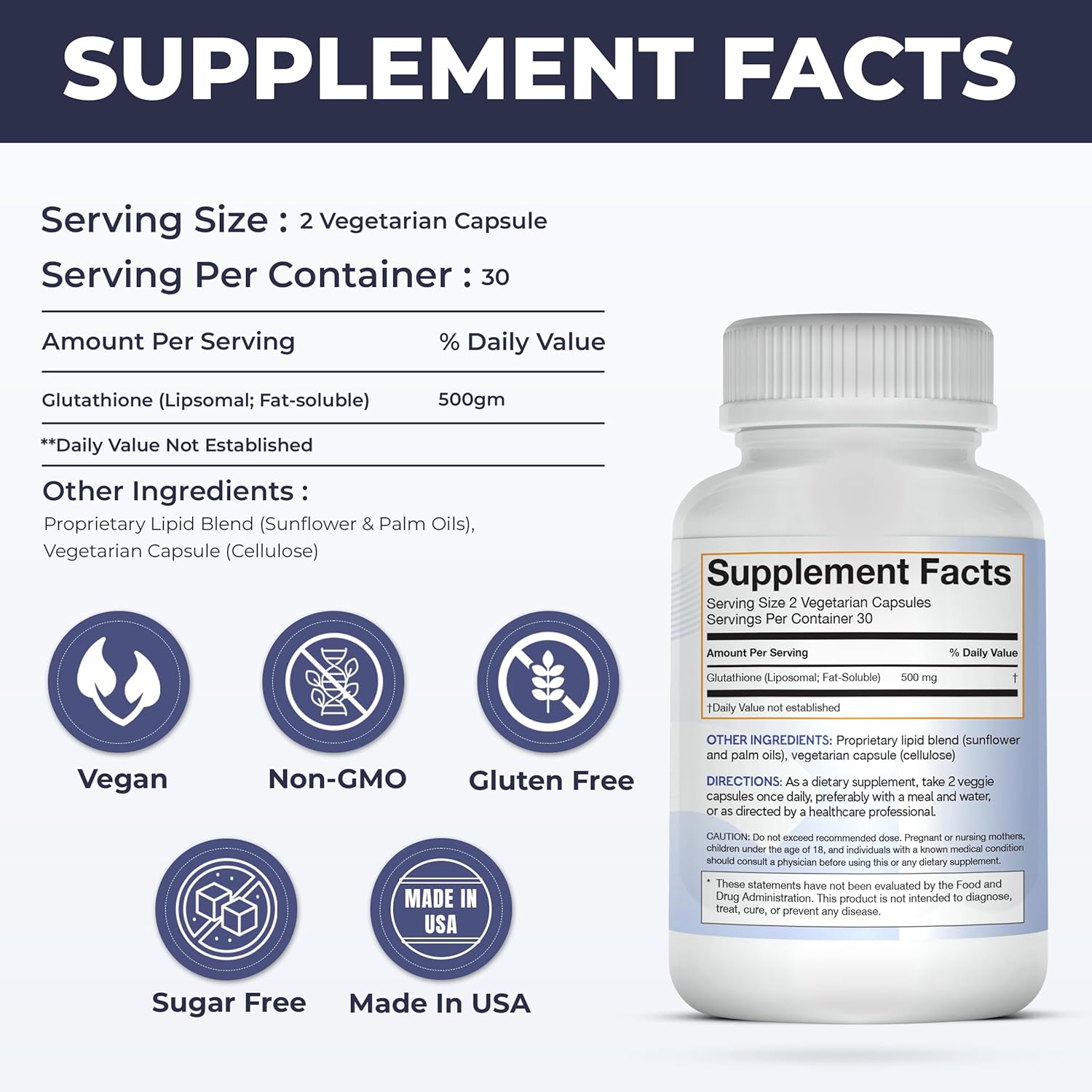 60 Liposomal Glutathione Capsules with Moon and Mercury - High-quality Glutathione Supplement