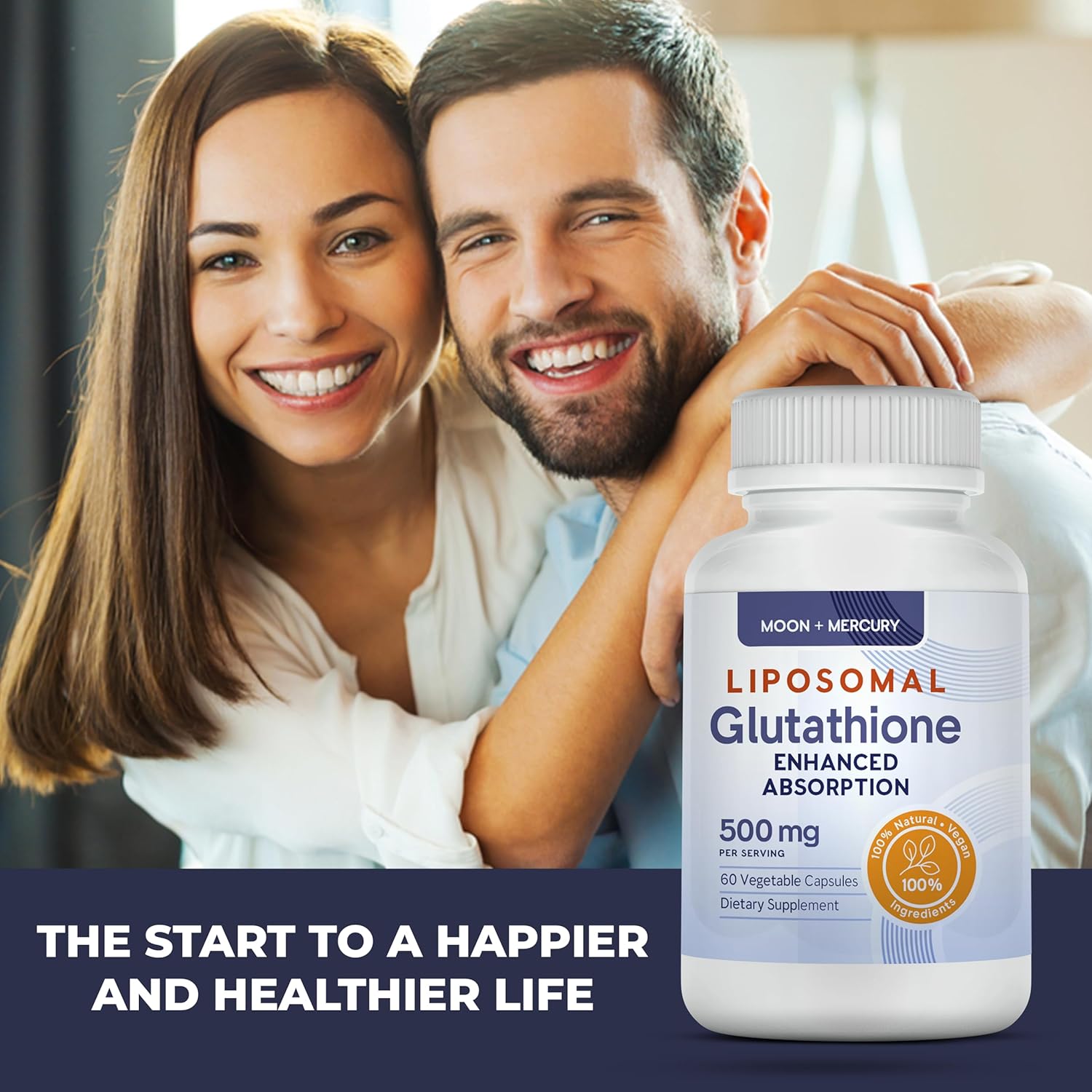 60 Liposomal Glutathione Capsules with Moon and Mercury - High-quality Glutathione Supplement