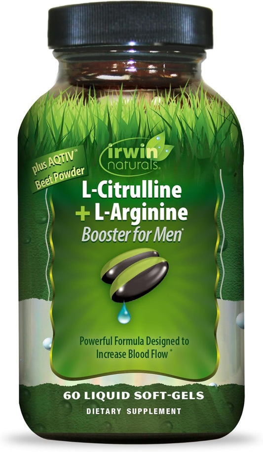 60 Liquid Soft-Gels Irwin Naturals L-Citrulline + L-Arginine with Beet Root - Men's Blood Flow Booster