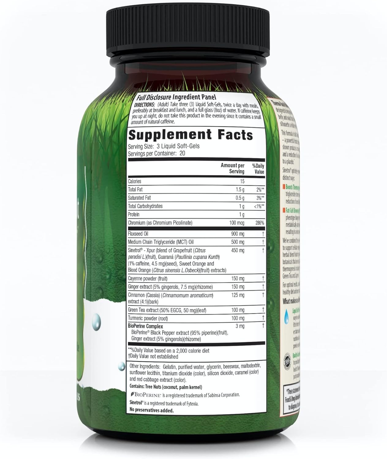 60 Liquid Soft-Gels Irwin Naturals Thermo-Burn Metabolizer with Green Tea Extract, MCT Oil, and Caffeine