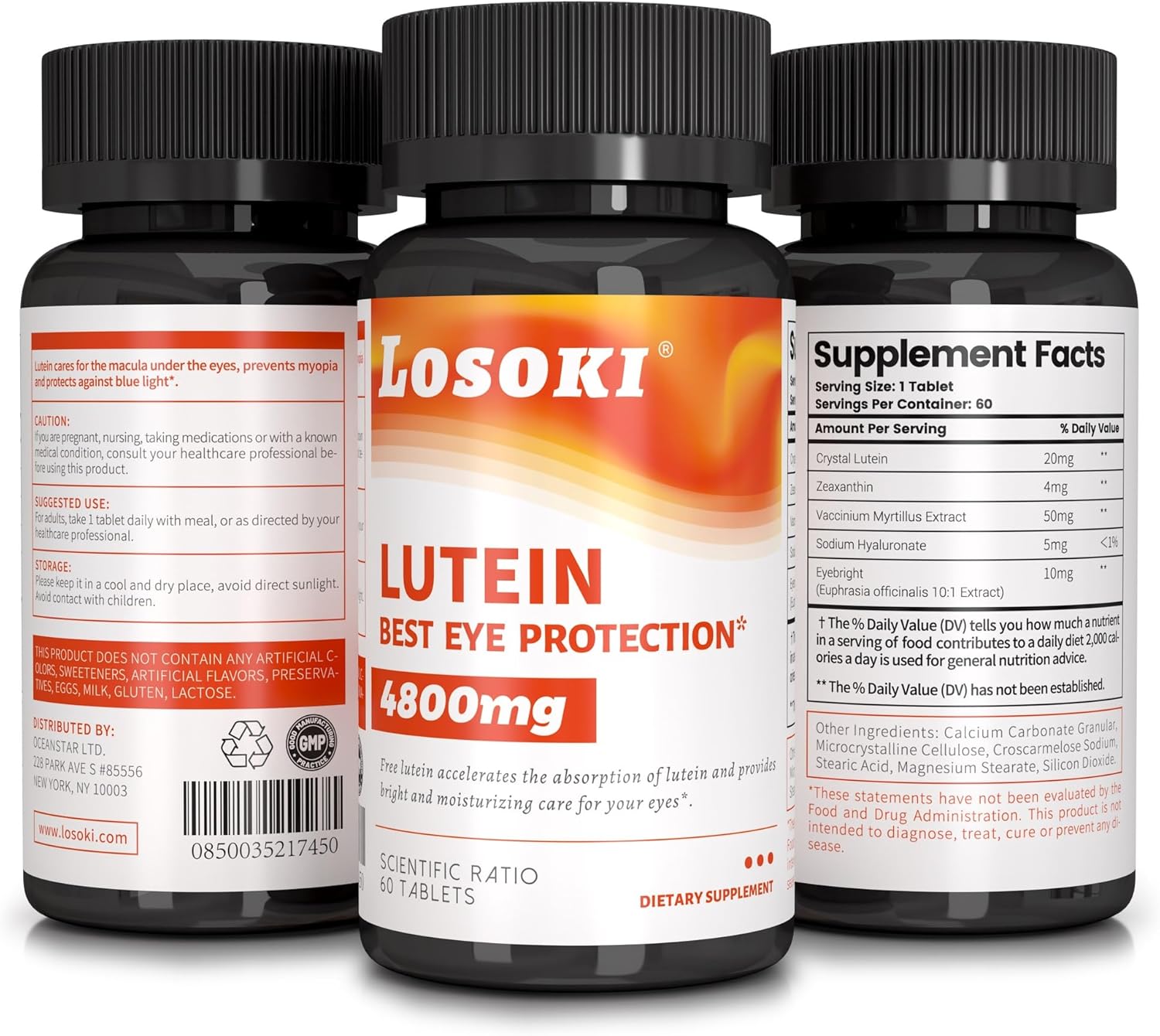 60 Losoki Lutein Tablets for Eye Health and Protection