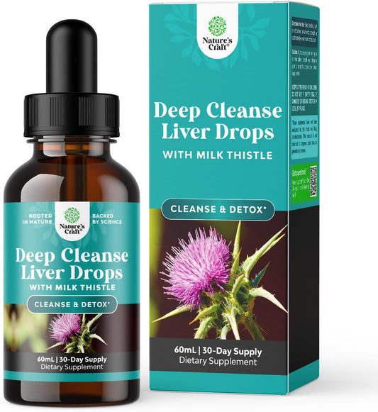 60 ml Bottle of Natures Craft Liver Detox Liquid Drops with Milk Thistle, Artichoke Extract, Dandelion Leaf, Ginger, and Turmeric Curcumin for Immunity & Daily Cleanse