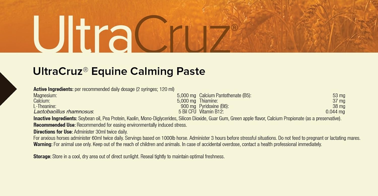 60 ml UltraCruz Equine Calming Supplement Paste for Horses