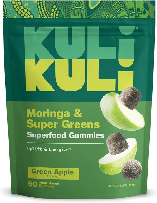 60 Non-GMO Gluten-Free Moringa Gummies - Natural Energy Boost with Caffeine-Free Moringa Supplements by Kuli Kuli