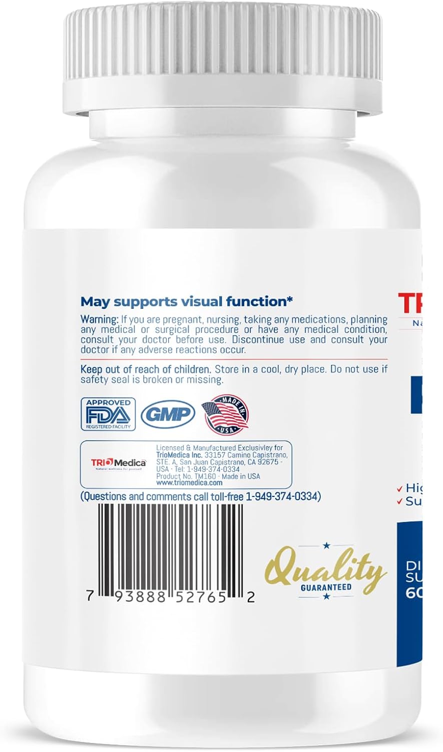 60 Non-GMO Vegan Softgels for Eye Health by TRIOMEDICA - Gluten and Soy Free Formula
