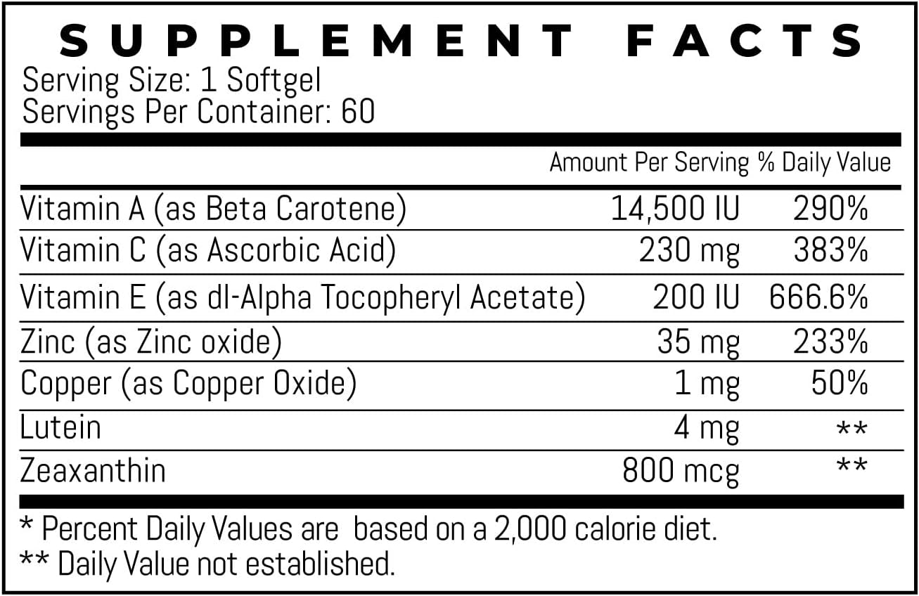 60 Non-GMO Vegan Softgels for Eye Health by TRIOMEDICA - Gluten and Soy Free Formula