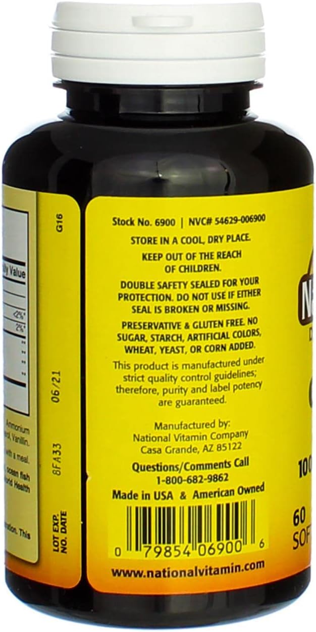 60 Odorless Nature's Blend Omega-3 Fish Oil Softgels