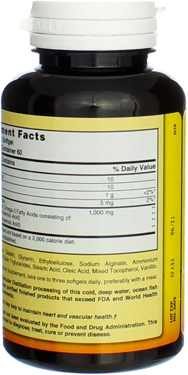 60 Odorless Nature's Blend Omega-3 Fish Oil Softgels