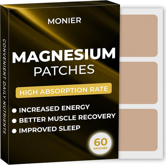 60-Pack MONIER Magnesium Patches with Calcium for Muscle and Bone Support - 100% Natural Patch for Men and Women - Enhanced Formula for Calming Benefits