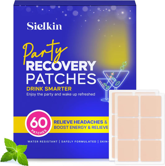 60 Pack Sielkin Party Recovery Patches - Waterproof & Skin-Friendly - Energizing & Refreshing Patch with Natural Ingredients