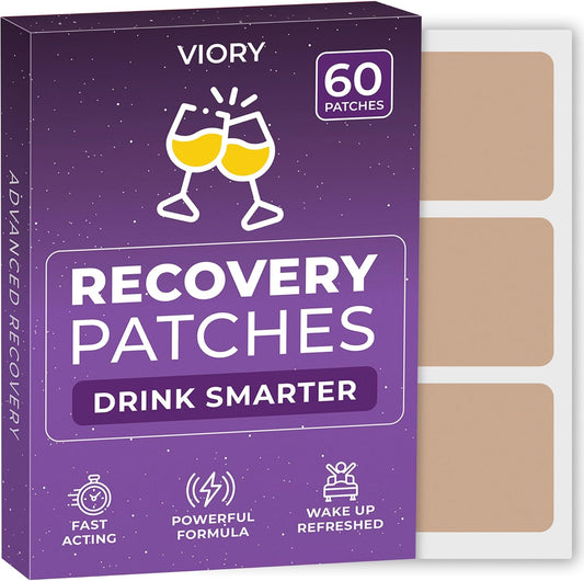 60 Pack Viory Recovery Patches - Natural Ingredients for Refreshed Mornings - Skin-Friendly & Waterproof - Hangover Relief Patch for Party People