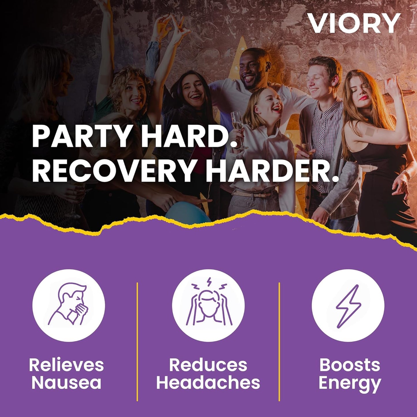 60 Pack Viory Recovery Patches - Natural Ingredients for Refreshed Mornings - Skin-Friendly & Waterproof - Hangover Relief Patch for Party People