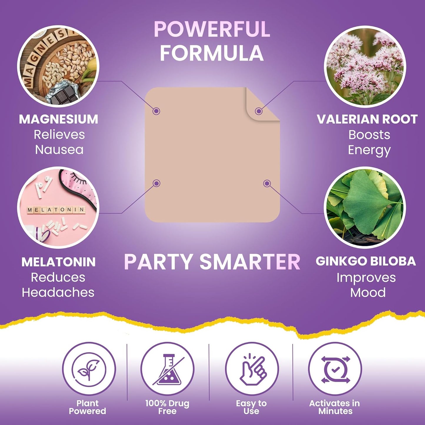 60 Pack Viory Recovery Patches - Natural Ingredients for Refreshed Mornings - Skin-Friendly & Waterproof - Hangover Relief Patch for Party People
