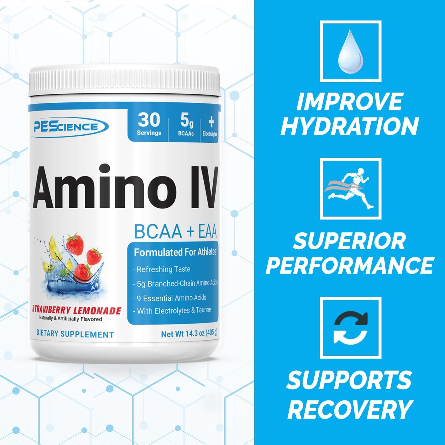 60 Scoop PEScience Amino IV Strawberry Lemonade BCAA EAA Powder w/ Electrolytes