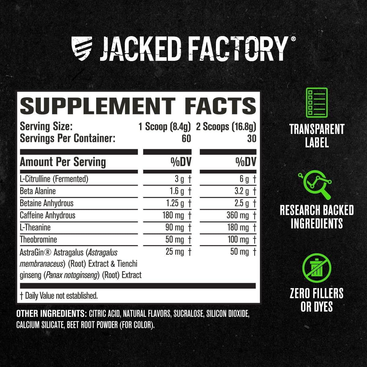 60 Servings Jacked Factory NITROSURGE Pre Workout Supplement - Nitric Oxide Booster for Energy, Strength, Focus, and Pumps - Cherry Limeade Flavor