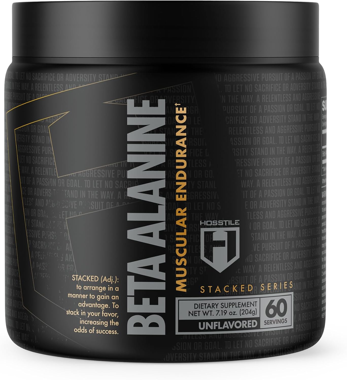 60 Servings of HOSSTILE Beta-Alanine Powder for Pre Workout - Enhances Strength, Performance, and Delays Muscular Fatigue - Unflavored