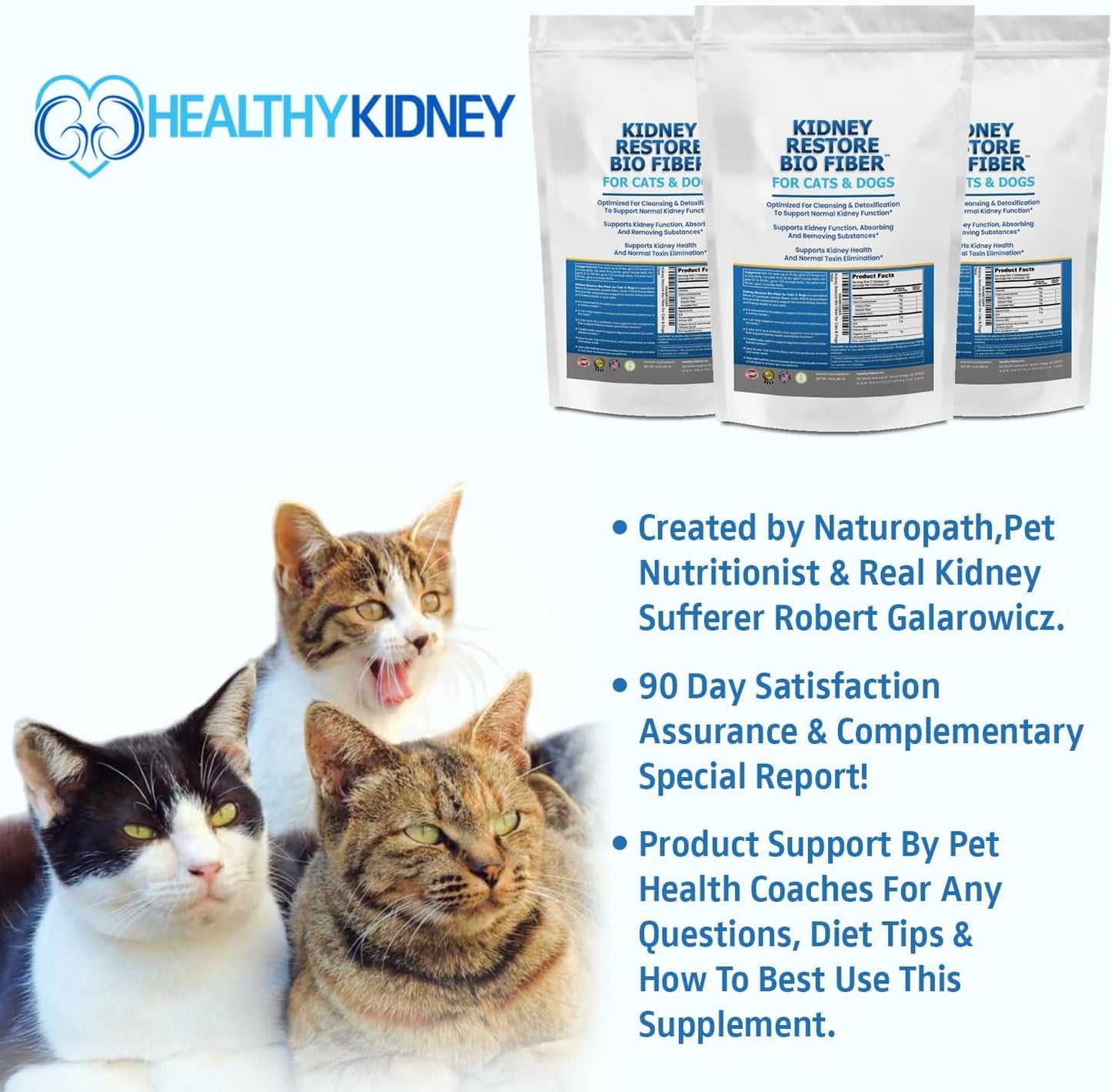 60 Servings of Kidney Restore Bio Fiber for Cat & Dog Kidney Health, Supports Normal Kidney Function, Renal Support Pet Supplement with Renal Food