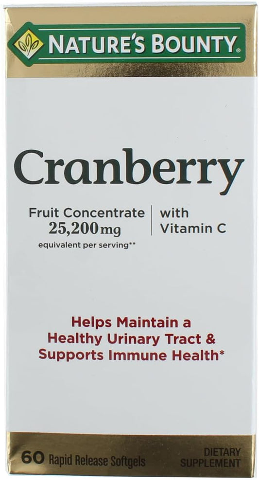 60 Soft Gels Nature's Bounty Cranberry Supplement - Supports Urinary Tract Health