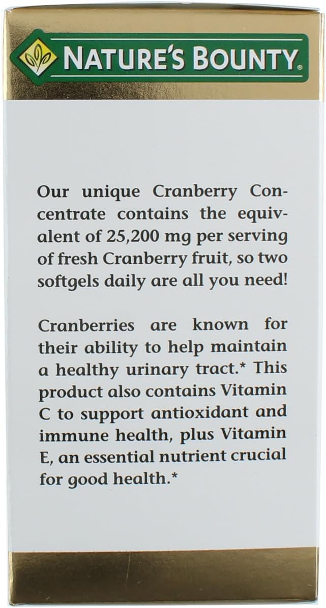 60 Soft Gels Nature's Bounty Cranberry Supplement - Supports Urinary Tract Health