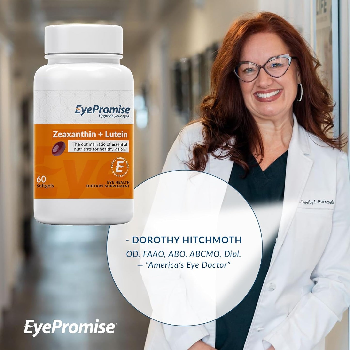 60 Softgel Capsules Eye Vitamin with Zeaxanthin & Lutein, Gluten-Free & Vegetarian, Natural Ingredients for Eye Health